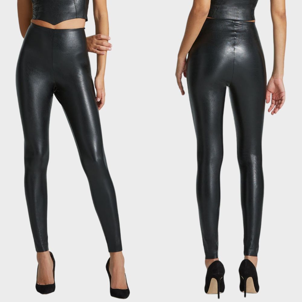 Commando Black Faux Leather Control Leggings Women's Size Medium